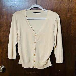 Maurices Cream Ribbed Knit Cardigan V-Neck